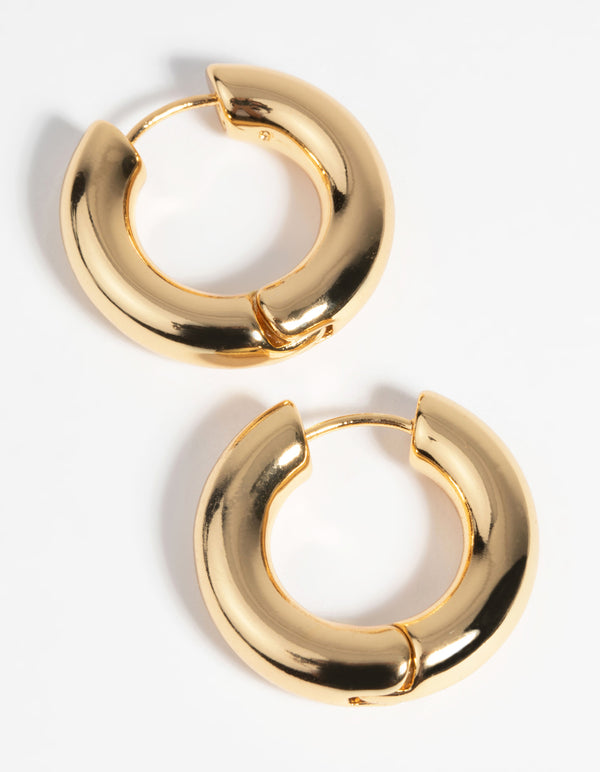 Gold Plated Round Huggie Hoop Earrings