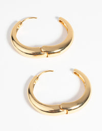 Gold Plated Medium Huggie Hoop Earrings - link has visual effect only
