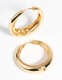Gold Plated Medium Huggie Hoop Earrings - link has visual effect only