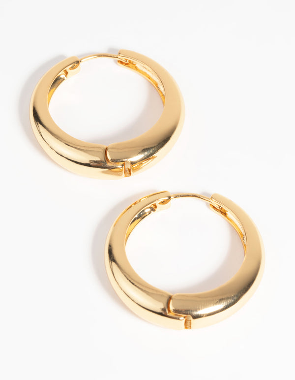 Gold Plated Medium Huggie Hoop Earrings