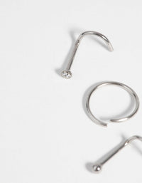 Surgical Steel Nose Stud & Ring Pack with Diamantes - link has visual effect only