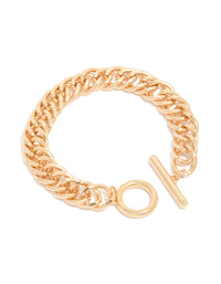Gold Chain Link Bracelet - link has visual effect only