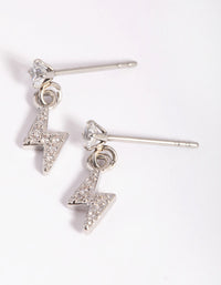 Surgical Steel Cubic Zirconia Bolt Stud Earrings - link has visual effect only