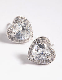 Silver Diamante Heart Stud Earrings - link has visual effect only