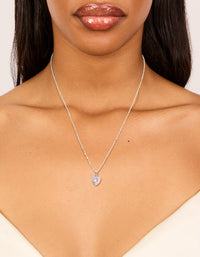 Silver Diamante Heart Necklace - link has visual effect only