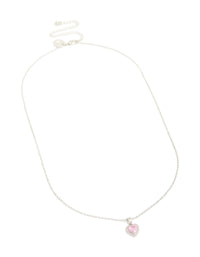 Silver Diamante Heart Necklace - link has visual effect only