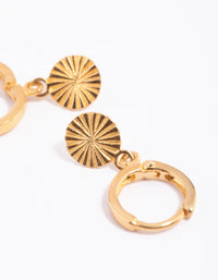 Gold Plated Sterling Silver Etched Huggie Hoop Earrings - link has visual effect only