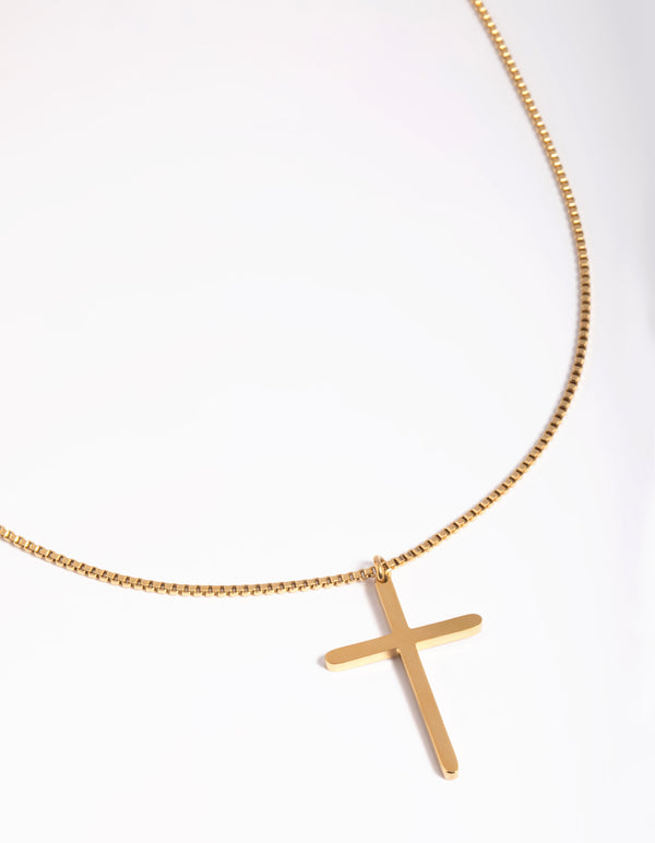 Waterproof Gold Plated Stainless Steel Cross Necklace
