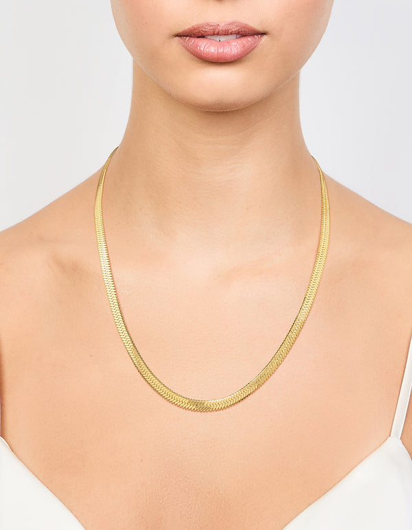 Waterproof Gold Plated Stainless Steel Herringbone Necklace