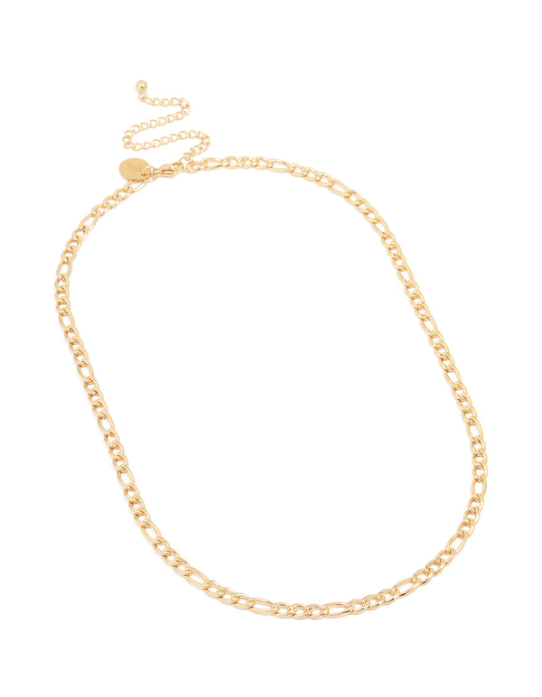 Waterproof Gold Plated Stainless Steel Figaro Necklace