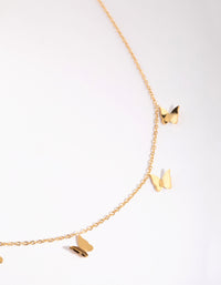 Gold Plated Stainless Steel Butterfly Charm Necklace - link has visual effect only