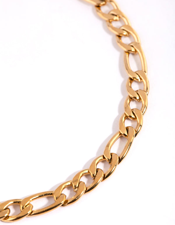 Waterproof Gold Plated Stainless Steel Figaro Bracelet