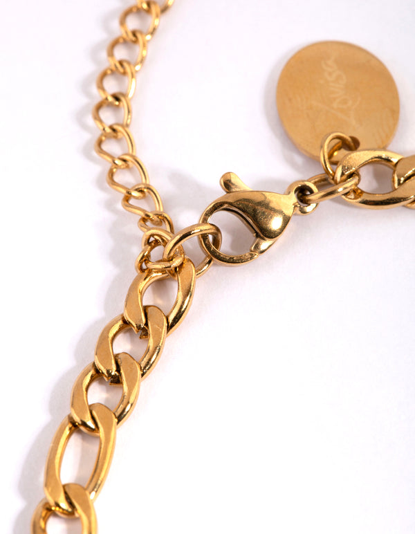 Waterproof Gold Plated Stainless Steel Figaro Bracelet