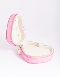 Pink Faux Leather Heart Travel Jewellery Box - link has visual effect only