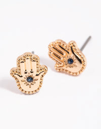 Gold Hamsa Hand Stud Earrings - link has visual effect only