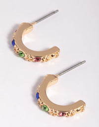 Gold Diamante Huggie Hoop Earrings - link has visual effect only