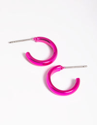 Matte Metallic Huggie Hoop Earrings - link has visual effect only