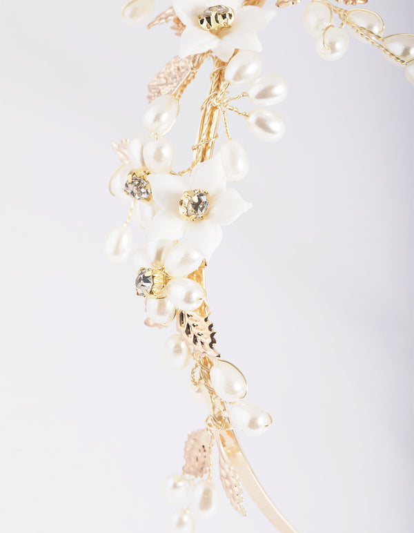 Gold Flower & Leaf Headband