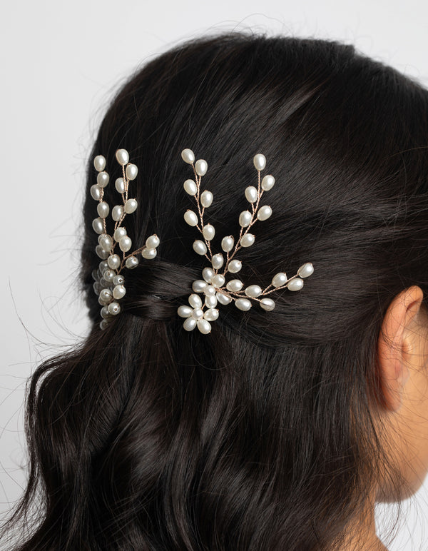 Rose Gold Pearl Pin Pack