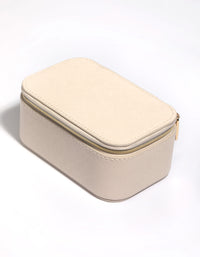 Cream Faux Leather Rectangle Jewellery Box - link has visual effect only