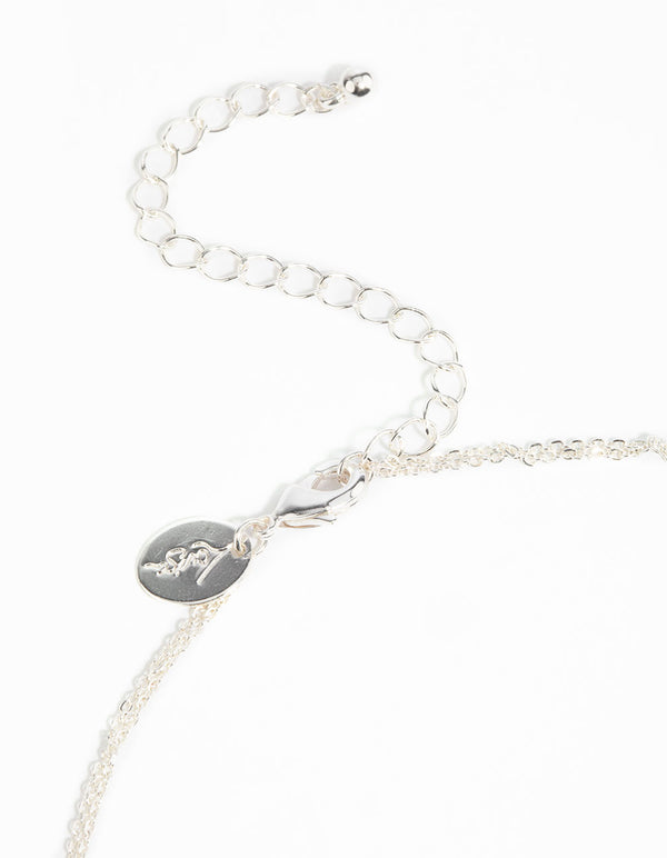 Silver Cubic Zirconia Freshwater Pearl Layered Necklace