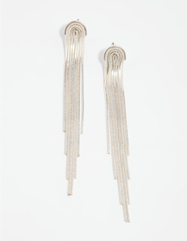 Silver Waterfall Diamante Drop Earrings