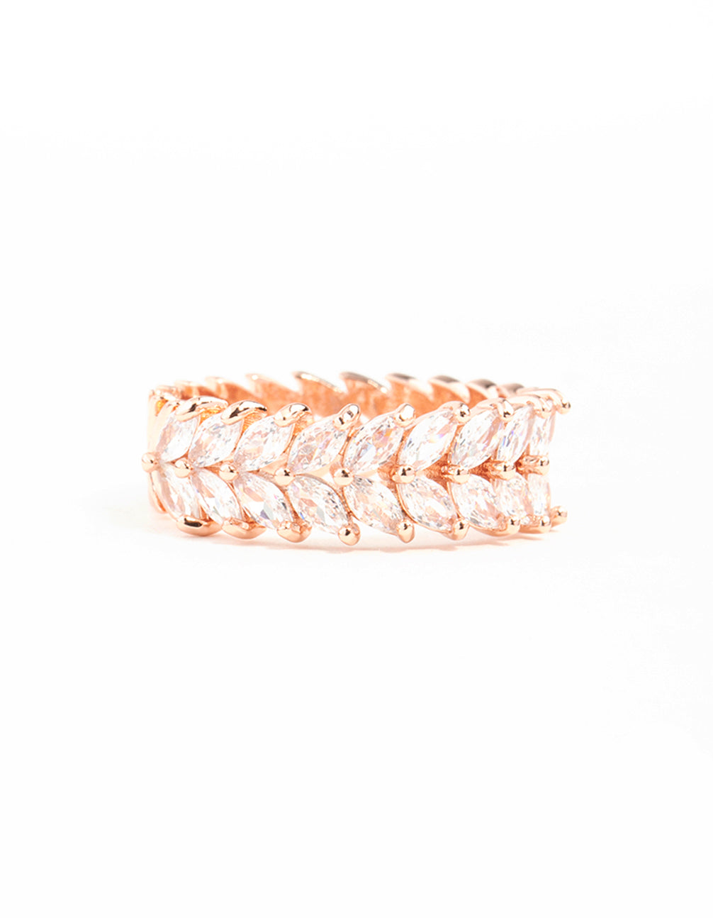 Rose Gold Plated Cubic Zirconia Navette Ring