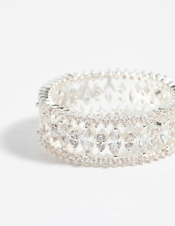 Silver Plated Cubic Zirconia Ring