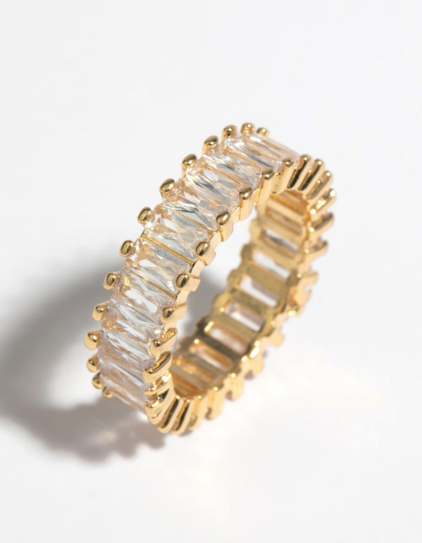 Gold Cubic Zirconia Baguette Ring