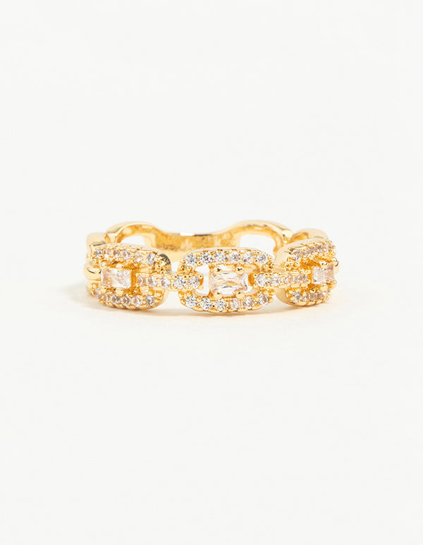 Gold Plated Cubic Zirconia Chain Ring