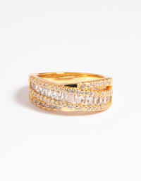 Gold Plated Cubic Zirconia Baguette Ring - link has visual effect only