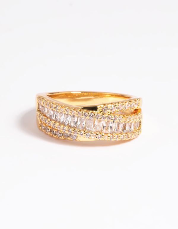 Gold Plated Cubic Zirconia Baguette Ring
