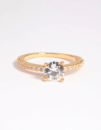Gold Plated Cubic Zirconia Textured Ring - link has visual effect only