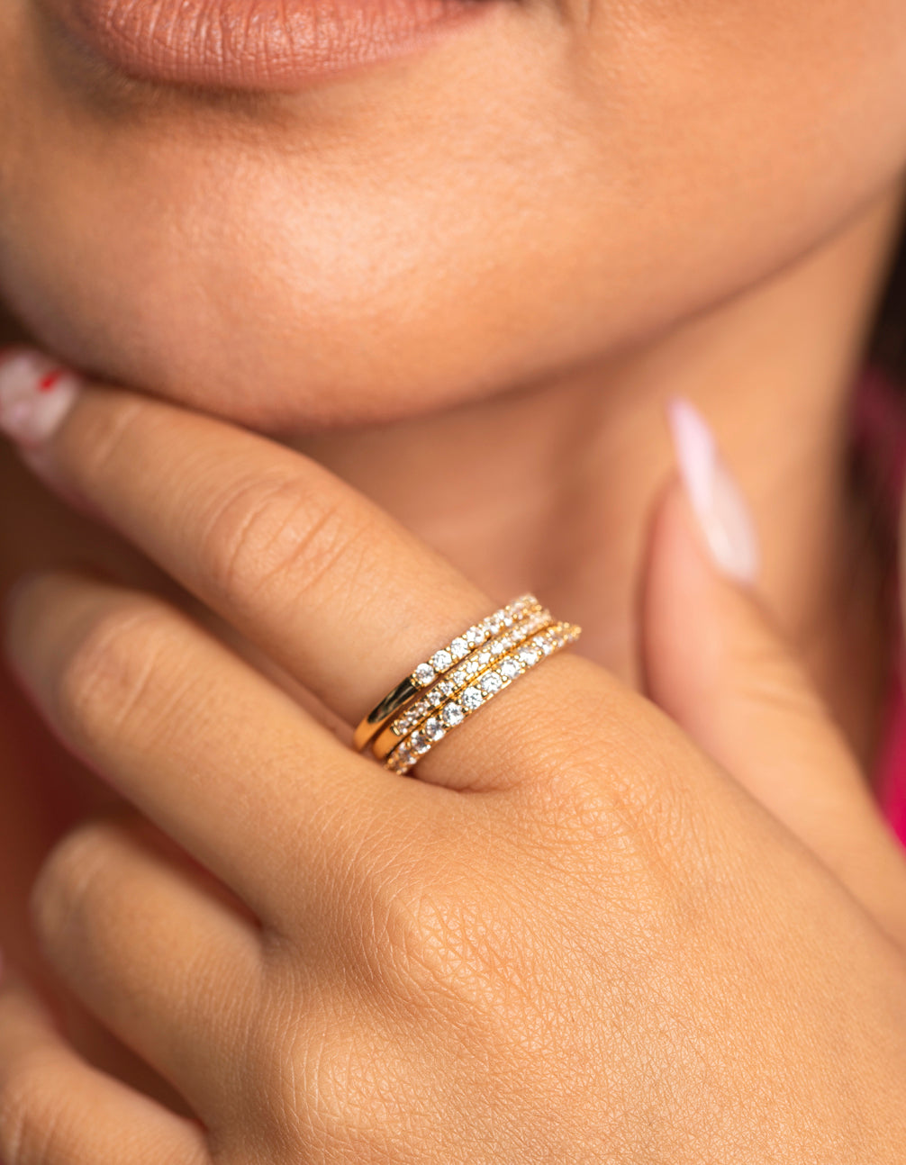 Silver Cubic Zirconia Fine Ring Stack
