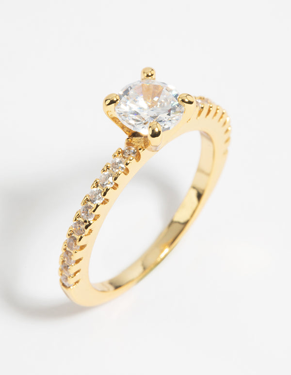 Gold Plated Cubic Zirconia Solitare Ring