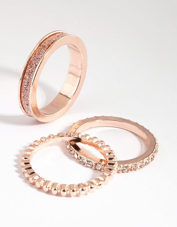 Rose Gold Glitter Ring Stack Pack