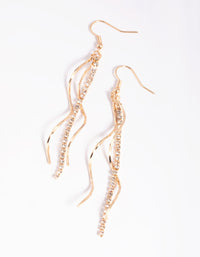 Gold Diamante Twisted Drop Earrings - link has visual effect only