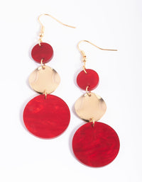 Red Disc Drop Earrings - link has visual effect only