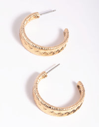 Gold Zigzag Text Hoop Earrings - link has visual effect only
