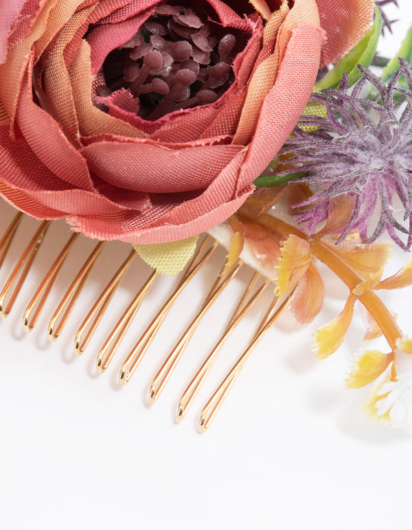 Gold Rose Flower Comb