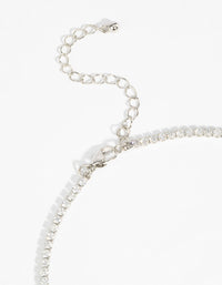 Silver Diamond Simulant Teardrop Necklace - link has visual effect only