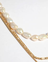 Gold Plated Freshwater Pearl Layered Necklace - link has visual effect only