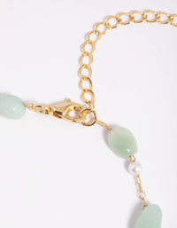 Gold Plated Semi-Precious Stone Pearl Bracelet - link has visual effect only