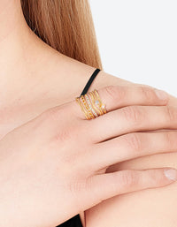 Gold Plated Diamante Twist Ring 6-Pack - link has visual effect only