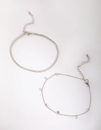 Silver Cubic Zirconia Tennis Anklet - link has visual effect only