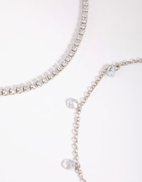 Silver Cubic Zirconia Tennis Anklet - link has visual effect only