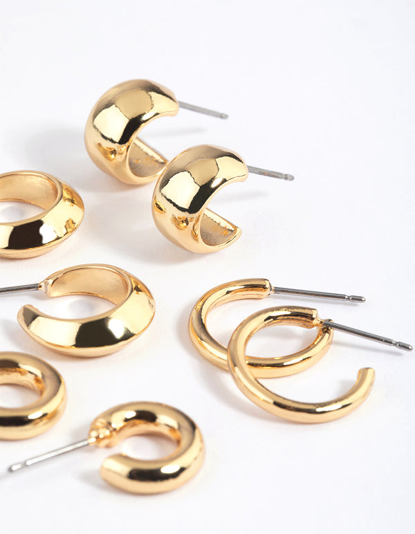 Gold Plated Mixed Hoop Earring 4-Pack