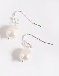 Silver Plated Pearl Drop Earrings - link has visual effect only