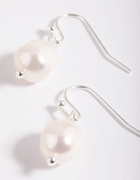 Silver Plated Pearl Drop Earrings - link has visual effect only