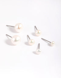 Gold Plated Ascending Pearl Earring Stack Pack - link has visual effect only